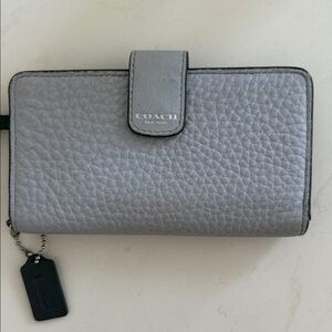 Coach Silver Textured Leather Wallet